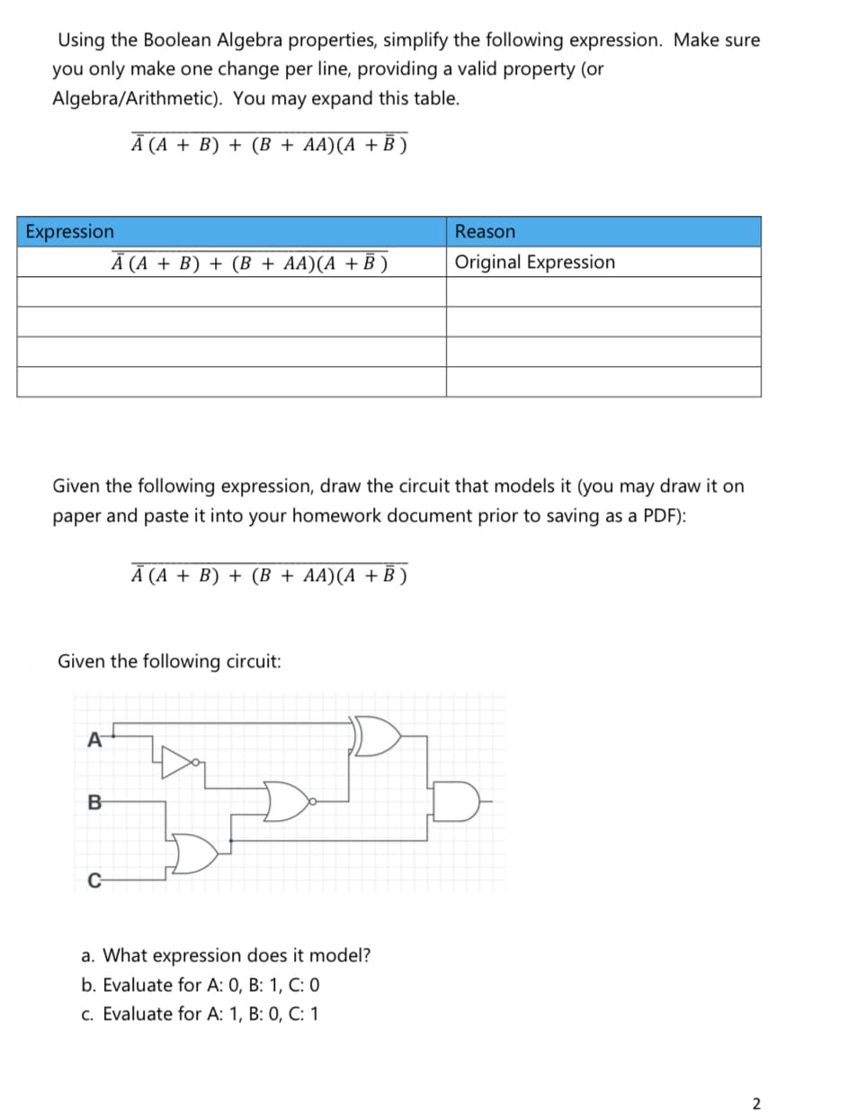 Ā (A + B) + (B + AA)(A + B)
