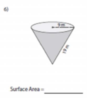 6)
9m
Surface Area =
