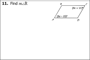 11. Find m/B.
(4r + 11/
(6x - 15)
