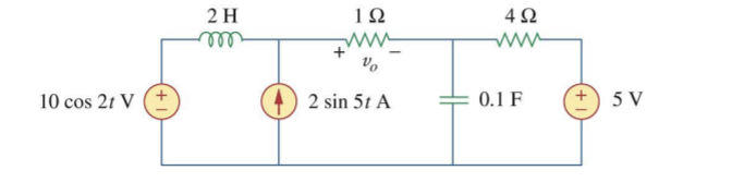 10 cos 21 V
2Η
m
ΤΩ
να
2 sin 5t A
4Ω
0.1 F
5 V