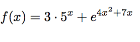 f (x) = 3 · 5* + e4x²+7x
