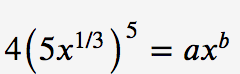 4(5x3 )° = ax
