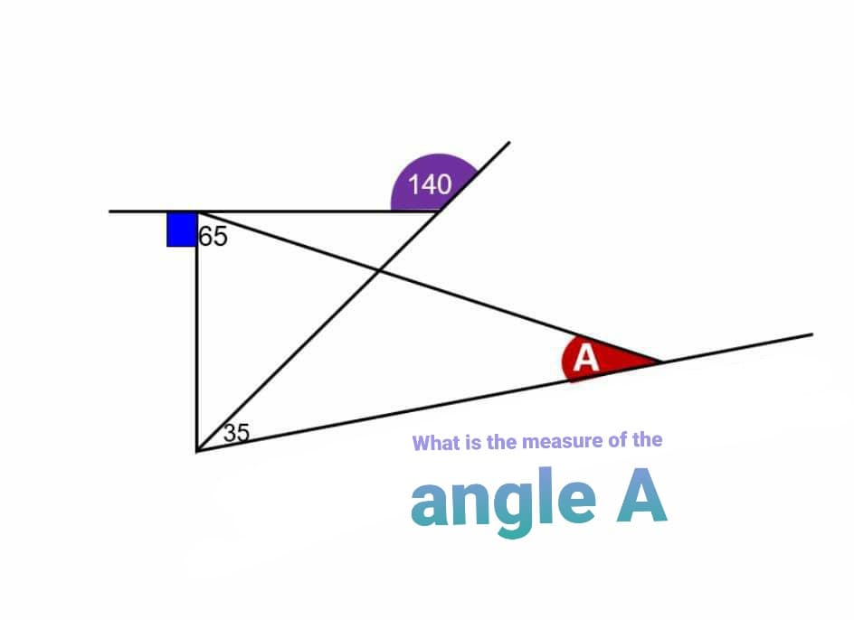 140
65
A
35
What is the measure of the
angle A
