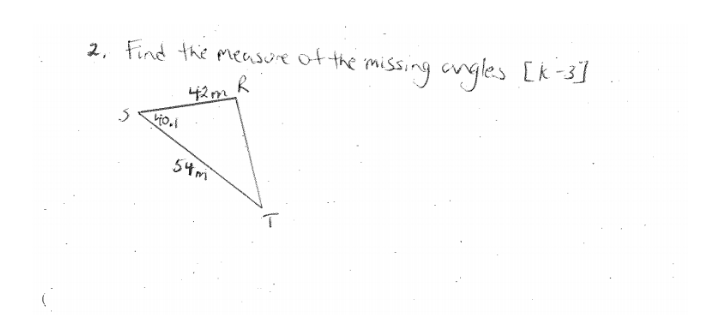 2, Find the measure of the missing cngles [k-3]
42m R
54m
