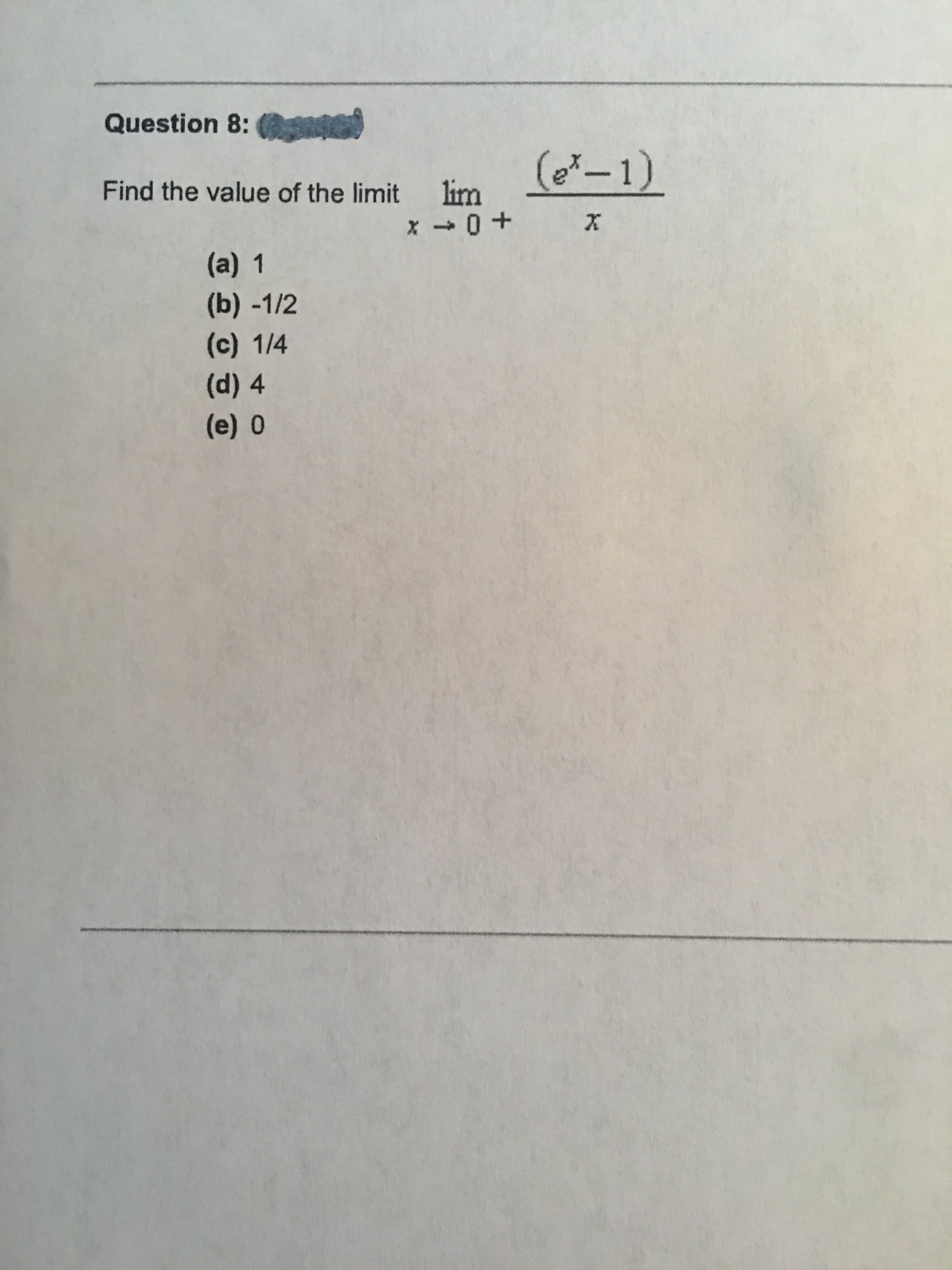 (e-1)
lim
x - 0+
Find the value of the limit
