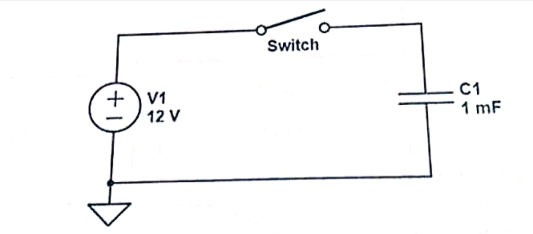 Switch
C1
+) V1
12 V
1 mF
