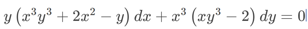 y (x°y³ + 2x² – y) dæ + x³
(wy³ – 2) dy = 0|
-
