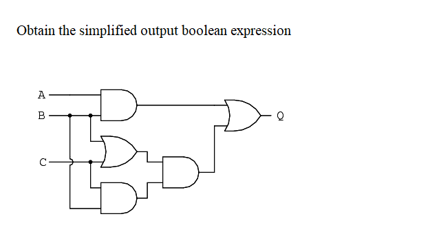 Obtain the simplified output boolean expression
A
B
B
Q