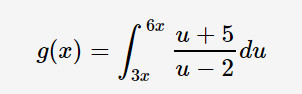 9(x) = /"
6x
и+ 5
-du
и — 2
3x
|
