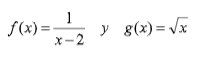 1
f(x) =
y
X-2
g(x) = Vx
