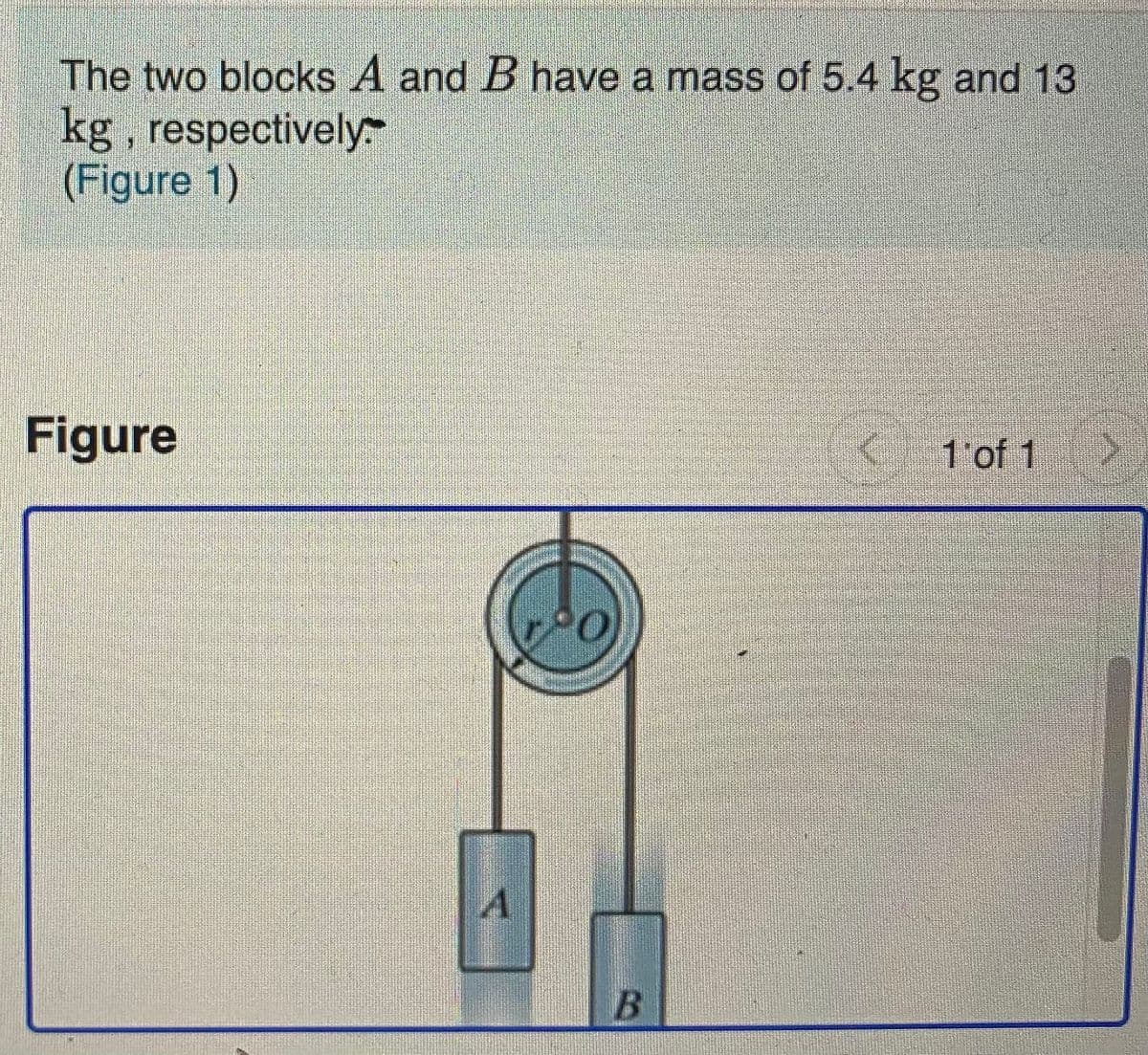 The two blocks A and B have a mass of 5.4 kg and 13
kg , respectively-
(Figure 1)
Figure
1'of 1
