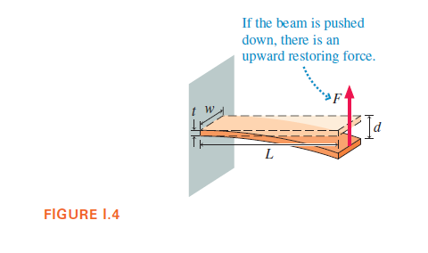 If the beam is pushed
down, there is an
upward restoring force.
PI
FIGURE I.4
