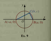 yA
Cb, c)
A(-a, 0)
B(a, 0)
Ex. 9
