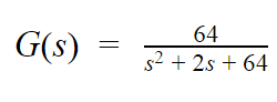 64
G(s)
s2 + 2s + 64
||
