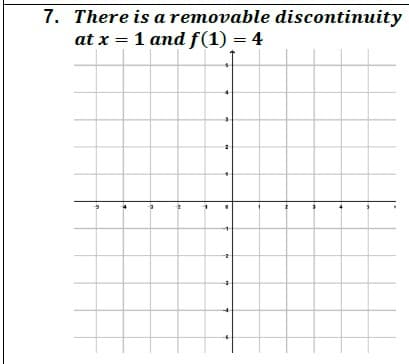 7. There is a removable discontinuity
at x = 1 and f(1) = 4

