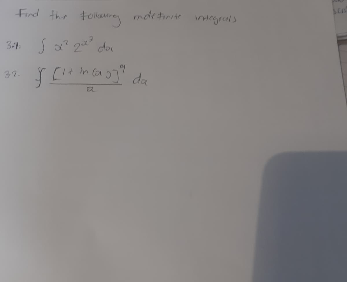 Find the
Fokaurey mdetirite
mdetirite integrals
Sa? 2 dou
3-1:
37.
da
