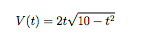V(t) = 2tv10 – t?
