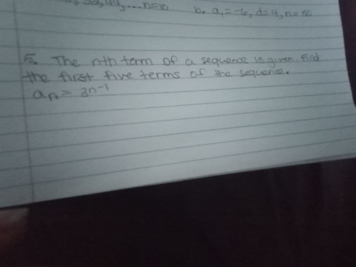 5 The nth tem
the first five terms of the sequence.
ap230-1
ofa sequence 1s.gueen. find
