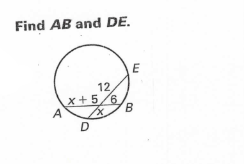 Find AB and DE.
12
x+5/6
A
D
B
