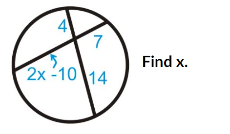 4
Find x.
2x -10 14
