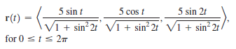 5 cos t
Vi + sin 2t V1 + sin? 2t V1 + sin? 2t-
5 sin t
5 sin 21
r(t)
for 0 sts 27
