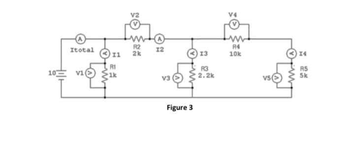 V4
R2
11
Itotal
R4
10k
12
O 13
2k
© 14
10
R3
2.2k
vi
RS
Sk
1k
v3
vs
Figure 3
