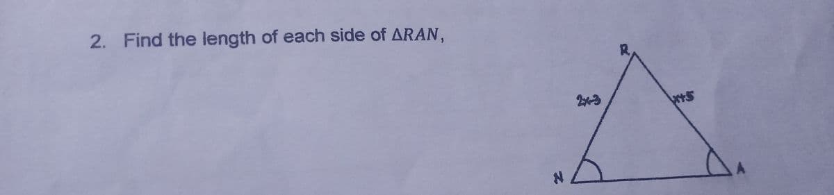 2. Find the length of each side of ARAN,
