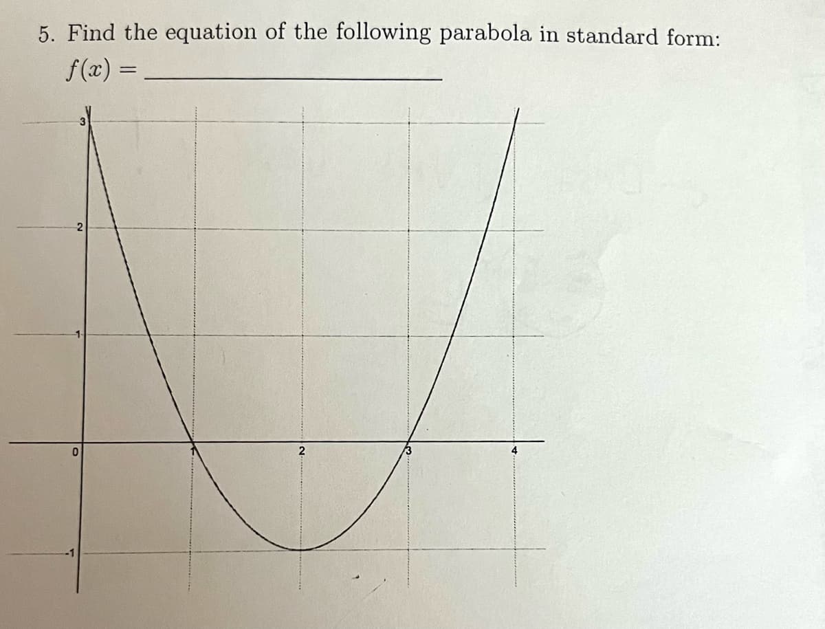 5. Find the equation of the following parabola in standard form:
f(x) =
