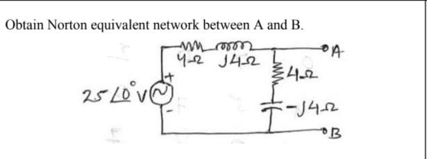 Obtain Norton equivalent network between A and B.
4-2 J42
TJ42
