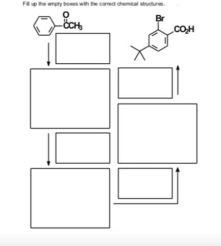 Fil up the empty boxes with the correct chemical structures.
-ÖCH
Br
CO.H
