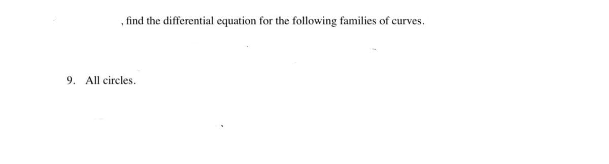 find the differential equation for the following families of curves.
9. All circles.
