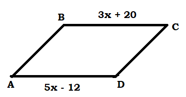 B
Зх + 20
A
5x - 12
D
