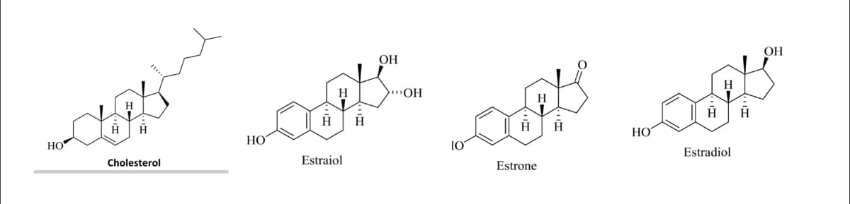 ОН
ОН
H
H
H
HO
HO
НО"
Estradiol
Cholesterol
Estraiol
Estrone
