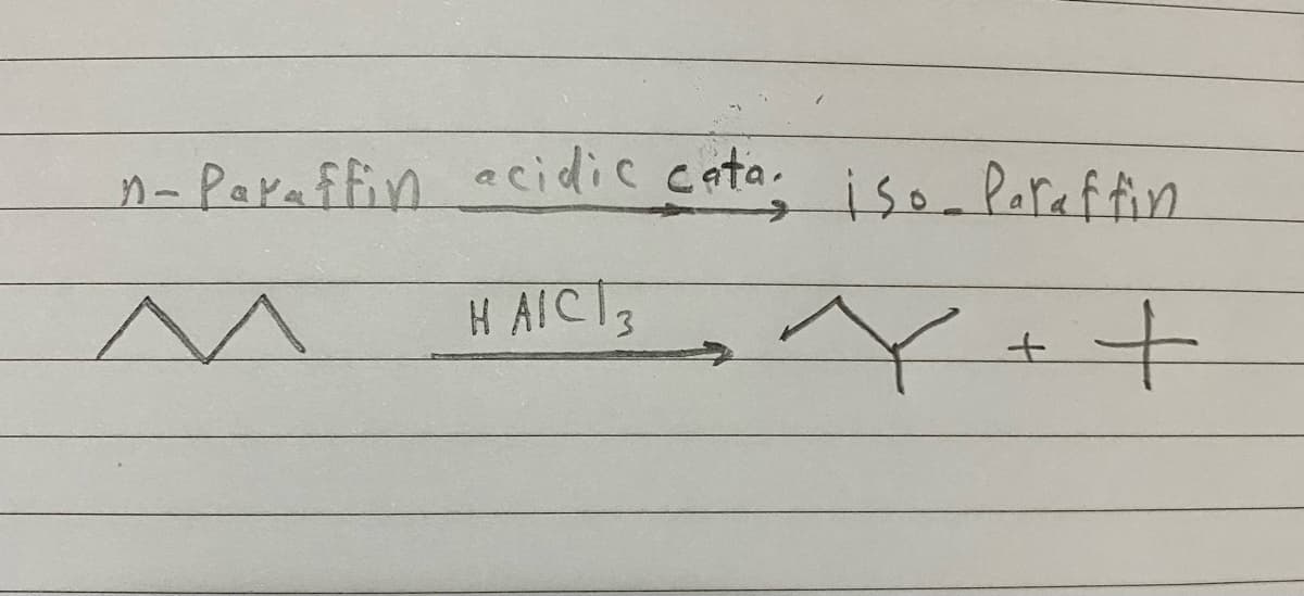 n-Paraffin acidic cata. iso. Paraffin
^^
HAICI3

