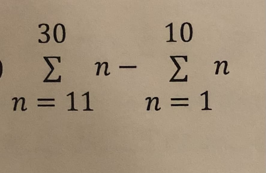 30
· Σ
η = 11
n-
η
10
Σ η
n = 1