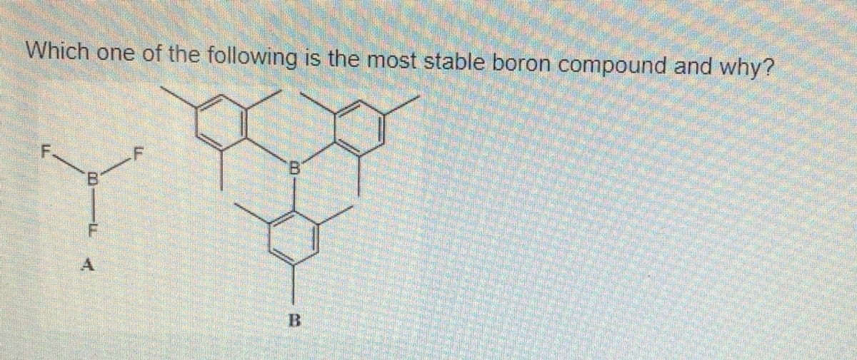 Which one of the following is the most stable boron compound and why?
B.
