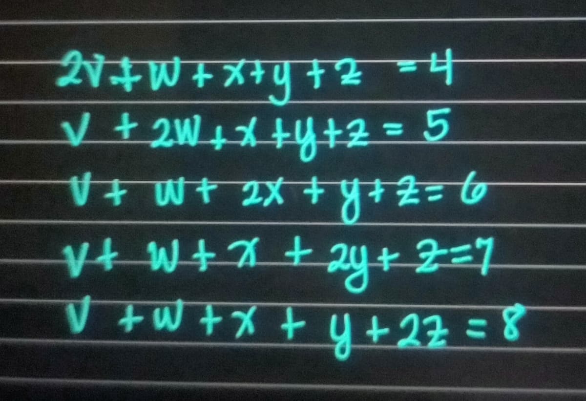 NキW+メ+リ +2サ
と+2W4メ44+2 =5
V +W +X t y + 27 =8
