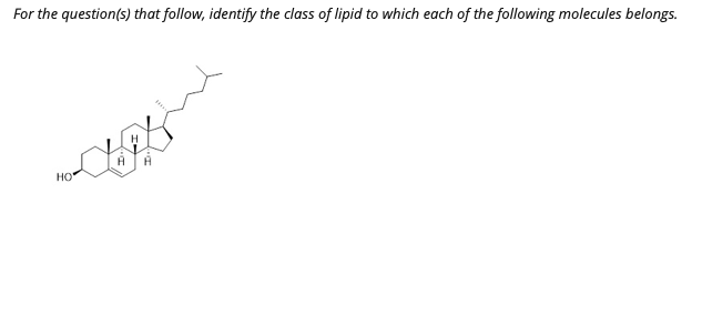 For the question(s) that follow, identify the class of lipid to which each of the following molecules belongs.
HO
