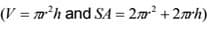 (V = m²h and SA=2m² +2mh)