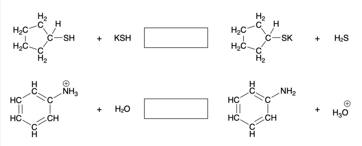 H2
-C H
H2
-C H
С —SK
H2C
H2C
С —SH
+
KSH
H2S
H2C-
H2
H2C-
H2
NH3
NH2
HC
HC
||
НС.
+
H2O
H30
CH
НС.
CH
