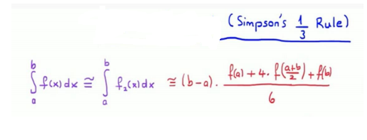 ( Simpson's 4 Rule)
3
+4.
| facalde = (b-a).
6
