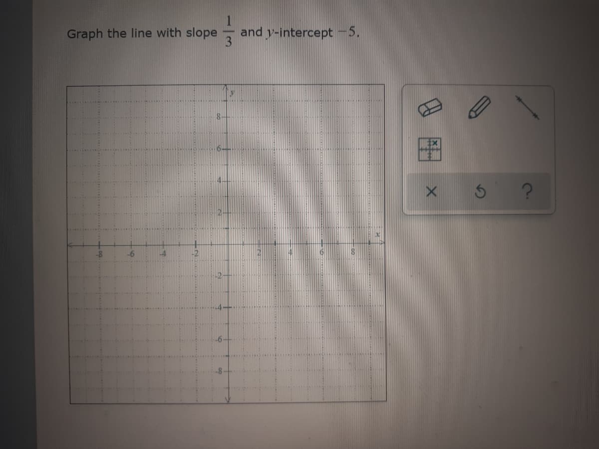 Graph the line with slope
and y-intercept -5.
2-
-6
13
