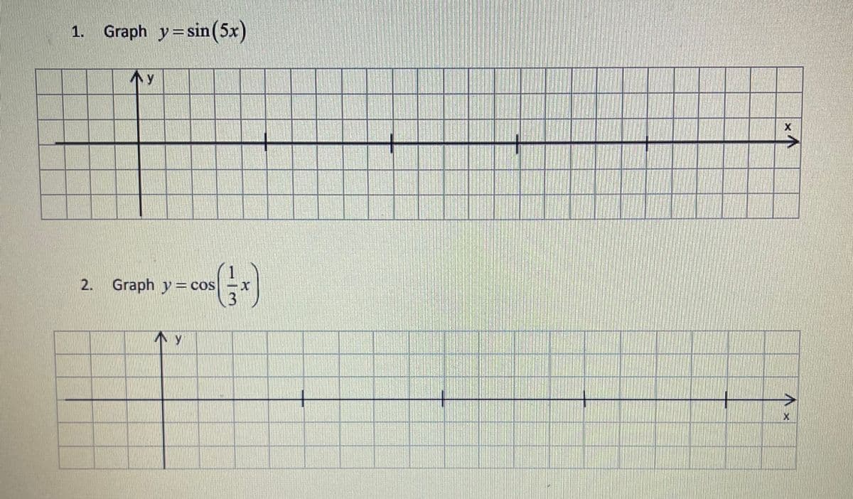 1. Graph y=sin(5x)
Sun
y
2. Graph y=cos
小y
