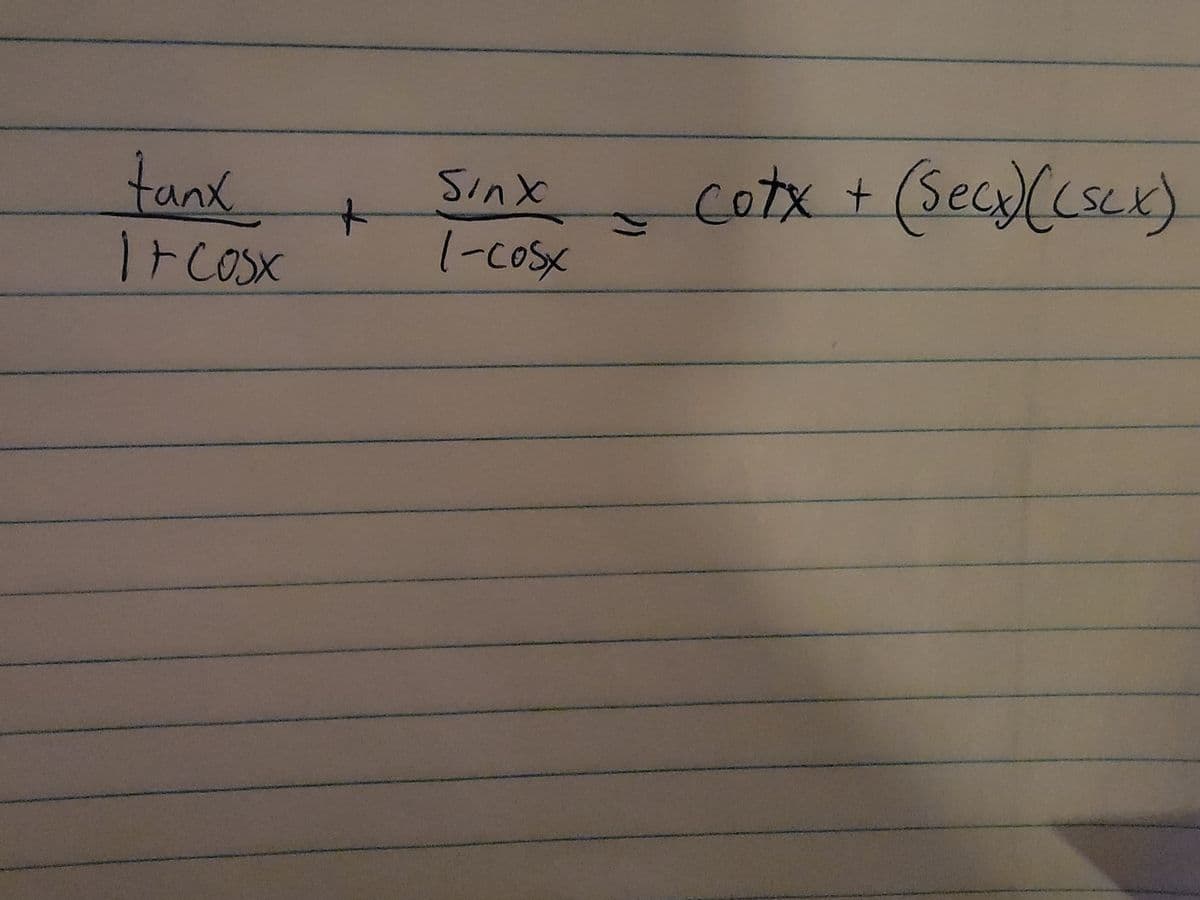 cotx + (Sec)((scr)
tank
r Cosx
Sinx
1-Cosx

