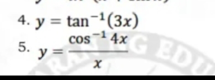 4. y = tan¬1(3x)
cos
AXGEDU
5.
y =
