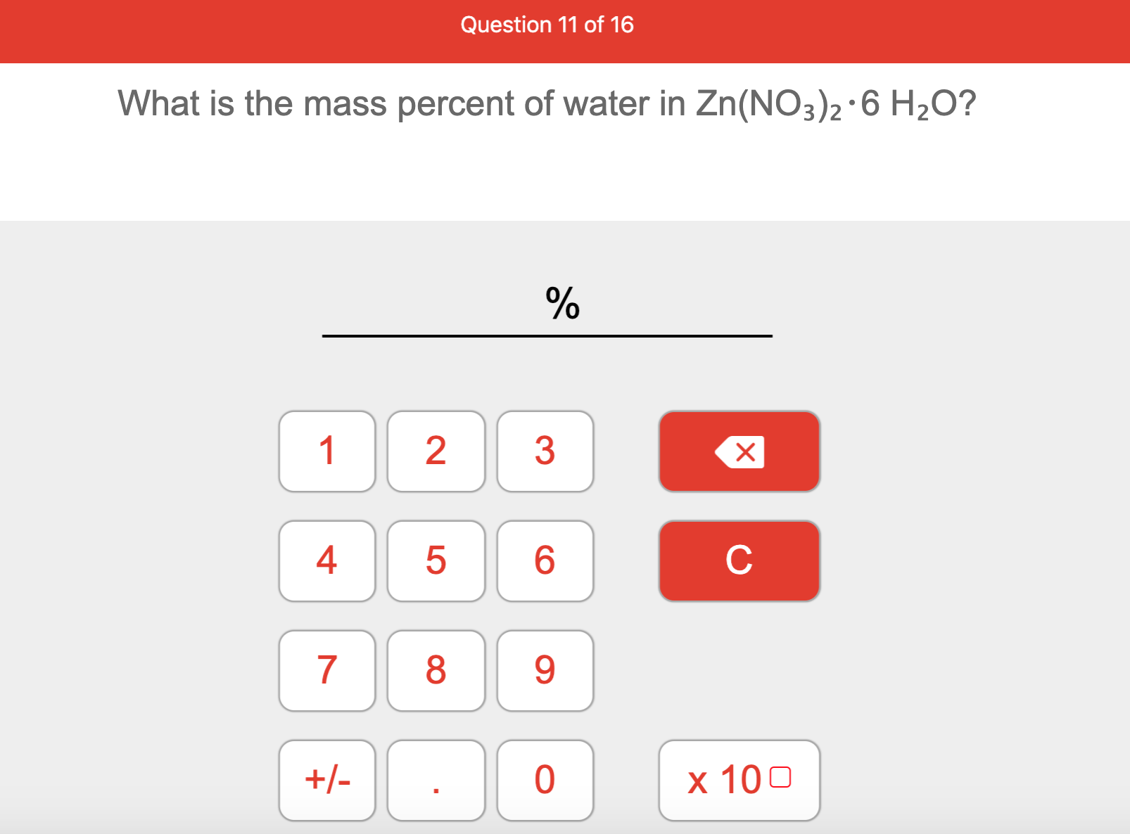 What is the mass percent of water in Zn(NO3)2·6 H2O?
