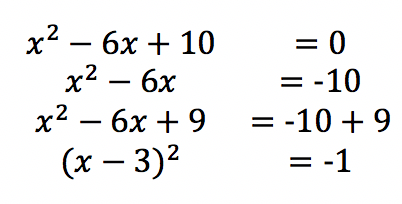 х2 — бх + 10
= 0
6x
= -10
х2 — 6х + 9
= -10 + 9
(х — 3)2
:-1
