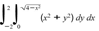 2
V4-x
(x² + y²) dy dx
-2 0
