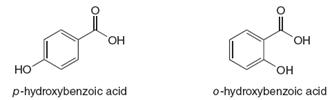 HO.
он
но
ОН
p-hydroxybenzoic acid
o-hydroxybenzoic acid
