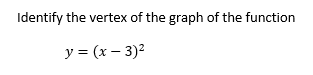 Identify the vertex of the graph of the function
y = (x - 3)²
